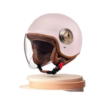 3c Sertifikalı Kadın Erkek Açık Motosiklet Kaskı - Siyah L0yuks Açık Pembe