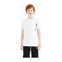 Tommylife Beyaz Cep Detaylı O Yaka Standart Kalıp Erkek Çocuk T-shirt - 11120 Beyaz