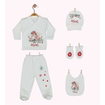 Pia Baby Gl 1949-05 İsme Özel Beşli Zıbın Set Krem