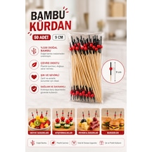 Siyahlı Kırmızı Boncuk Bambu Kürdan 9 Cm 50 Adet - 913923492