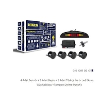 Üniversal 12v Park Sensörü Led Ekran / Türkçe Sesli Uyarı - Siyah 22mm. Niken 0160010301
