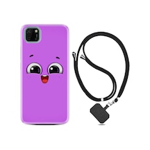 Huawei Y5P Kılıf Boyun Askılı Purple Sweety 1717 Siyah