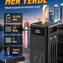 4 Portlu Taşınabilir Powerbank Hızlı Şarj, Led Ekran Ve Fener Renkli