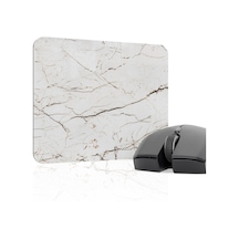 Beyaz Mermer Kaymaz Dikişli Kauçuk Oyuncu Mousepad V5 - 22x18 Gaming Mouse Pad Fare Altlığı
