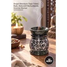 10 Adet Obsidian Taşı Buhurdanlık Doğal Obsidyen Taşlı Tütsü Kabı, Dekoratif Buhurdanlık, Incense Burner