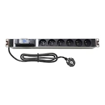 Amp Connect 19" 1u 6 Ups / Fransız Soketli 16a Otomatik Sigorta Koruyuculu Alüminyum Kabin Prizi Pdu