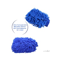Ultra Yumuşak Mikrofiber Yıkama Eldiveni - Çift Yönlü Makarna Mavi 1 Adet