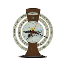 E38 El İşçiliği Kayseri Temalı Ahşap Takvimli Masa Saati 25x20 Cm- 6011