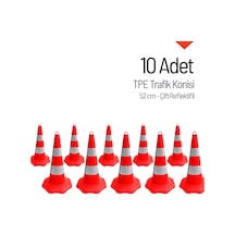 10'lu Tpe Trafik Konisi Seti 52 Cm Çift Reflektifli Trafik Dubası-3620