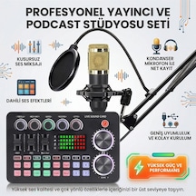 Profesyonel Podcast Yayıncı Mikrofon Seti Ses Kartlı, Efektli, Canlı Yayın & Stüdyo Kiti