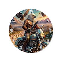 Chopper Kullanan Kartal Analog Duvar Saati Çok Renkli