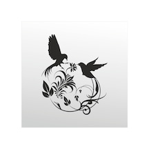 Folyo Sticker Kuş Deseni Adkpquy749 100cm Uzunluk Siyah