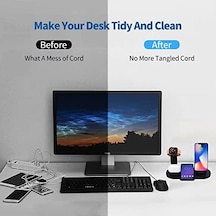 4'ü 1 Arada Kablosuz Şarj Yuvası, Apple Mikro/tip C Telefonlar İçin 360 Derece Dönen Şarj Yuvası, İwatch Serisi, Airpods, İphone, Galaxy İçin Qi Hızlı Şarj Yuvası