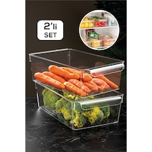 2'li Buzdolabı Düzenleyici - Şeffaf Buzdolabı Içi Düzenleyici Organizer 10 X 32,5 X 20 Cm Şeffaf