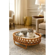 Çift Katlı Peluş Kedi Yuvası, 53x35x43 Cm, Taşınabilir Ve Yumuşak