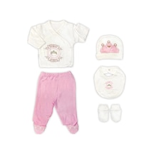 Sema Baby Prenses Lüks 5 Parça Hastane Çıkışı Zıbın Seti Beyaz