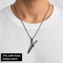 İşlemeli Figürlü Erkek Kolye 316l Çelik Detaylı Ve Şık Erkek Aksesuarı Altın - Gümüş