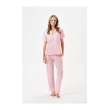 Angbutik Pjs 29033 Kadın Düğmeli Pijama Takım PEMBE