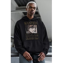 Sevbano Wanted Light Yagami Baskılı Unisex Oversize Anime Hoodie Siyah