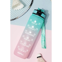 Motivasyonel Su Matarası 1lt Tritan Spor Salonu Su Şişesi Bpa Içermez Suluk Sticker Hediyeli Karışık