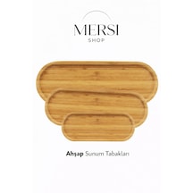 Ahşap 3 Lü Oval Sunum Tabağı Seti Farklı Boyutlarda Servis Ve Kahvaltı Sunum Tabakları Ahşap