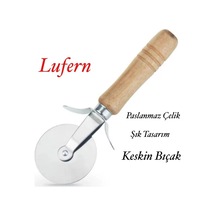 Premium Seri Ahşap Saplı Pizza Kesme Bıçağı Paslanmaz Çelik Keskin Şekillendirici Pizza Mantı Hamur