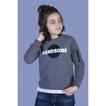 Toontoy Kids Toontoy Erkek Çocuk Handsome Baskılı Sweatshirt Antrasit Melanj
