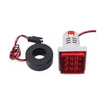 Dijital Voltmetre /ampermetre / Hertz Metre 22mm Kare Kırmızı 20-500v/0-100a/0-99hz 1 Adet