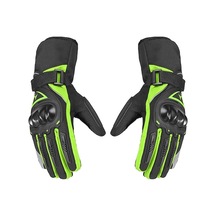 Fortunelane Kış Motosiklet Eldiveni, Gecelik Yansıtıcı, Dokunmatik Ekran, Su Geçirmez, Soğuk Hava İçin Yeşil Renkli