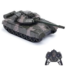 Oyuncak Şarjlı Uzaktan Kumandalı Rc Tank 33 Cm 360 Döner Gövde Işıklı Sesli Atış Efektli Yeşil