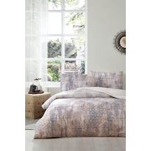 Vintage Rug Çift Kişilik Soft Life Saten Nevresim Takımı Krem-indigo