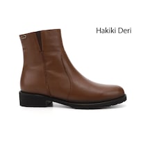 Gönderi(R) Gönderi R Taba Floter Fermuarlı Kauçuk Taban Hakiki Deri Bot Taba Floter