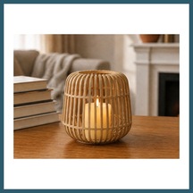 Bezos 3d Baskı Modern Kafes Tasarımlı Dekoratif Mumluk - Tealight Mumluk, Masaüstü Ev Ve Ofis Dekoru-kahverengi Ob