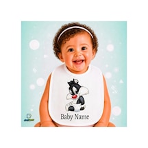 Kişiye Özel Sylvester Keten Bebek Mama Önlüğü Yumuşak - Emici - Yıkanabilir - Özel Tasarım P110 Çok Renkli