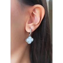 Kadın Vip Seri Zirkon Taşlı Sedefli Yonca Model Klipsli 2'li Set Küpe