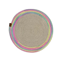 Decohandy 39cm Neon Renkli Şeritli Jüt Örme Supla Amerikan Servis Çok Renkli