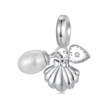 S925 Ayar Gümüş İnci Kabuk Üçü Bir Arada Bilezik Boncuklu Kolye Scc2973 Çok Renkli