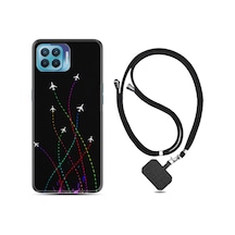 Oppo Reno 4 Lite Kılıf Boyun Askılı Line Planet 1736 Siyah