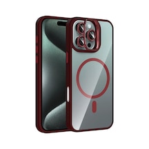 İphone 16 Pro Remim Lensli Magsafe Standlı Kapak - Bordo