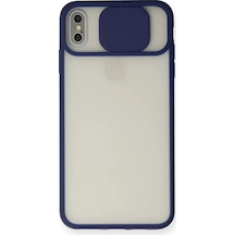 Newface Apple İphone Xs Max Kılıf Palm Buzlu Kamera Sürgülü Silikon - Lacivert