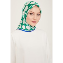 Armine Yeşil-beyaz Puantiye Desen Sura İpek Eşarp 9156-86