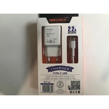 Megatech Mt-CT2 2.2a 2ın1 Typc-e Ev Şarj+Type-c Kablo Hızlı Şarj