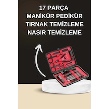 Buğz Elektrikli Manikür Pedikür Seti İkili Set 17 Parça Tırnak Bakımı Nasır Temizleme Tırnak Şekillendirme