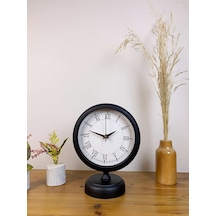 Siyah Metal Retro Masa Saati 25 20 Cm Renkli
