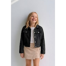 Esila Kids Kız Çocuk Gabardin Ceket Yazlık İnce Ceket Siyah