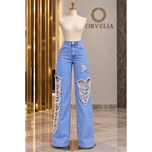 Orvelıa İnci İşleme Denim Açık Mavi