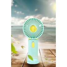 Thentech Telefon Koyma Aparatlı Mini Fan Serinletici Ayaklı Şarjlı El Fanı Şarjlı Telefon Standlı Pervane Turkuaz