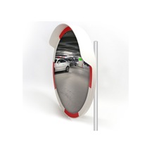 Trafik Güvenlik Aynası 60 cm Kırmızı-Beyaz ve 2.5 m Galvaniz Flan