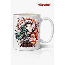 Tanjiro Kamado Demon Slayer İblis Keser Anime Beyaz Kupa Bardak Sevgiliye Arkadaşa Hediye Beyaz