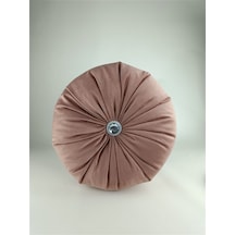 Mrs.gugar Lux Kadife Yuvarlak Taşlı Yastık Pudra